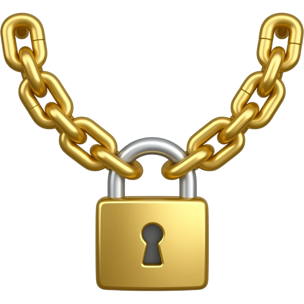 chain witk keylock  gold  make the lock a aquare emoji