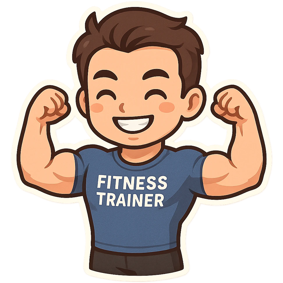 Fitness trainer shows the biceps at full length emoji