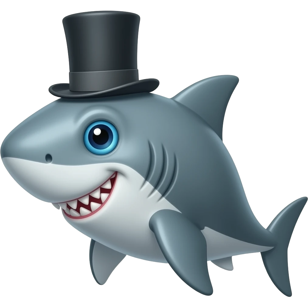 Shark with a top hat emoji