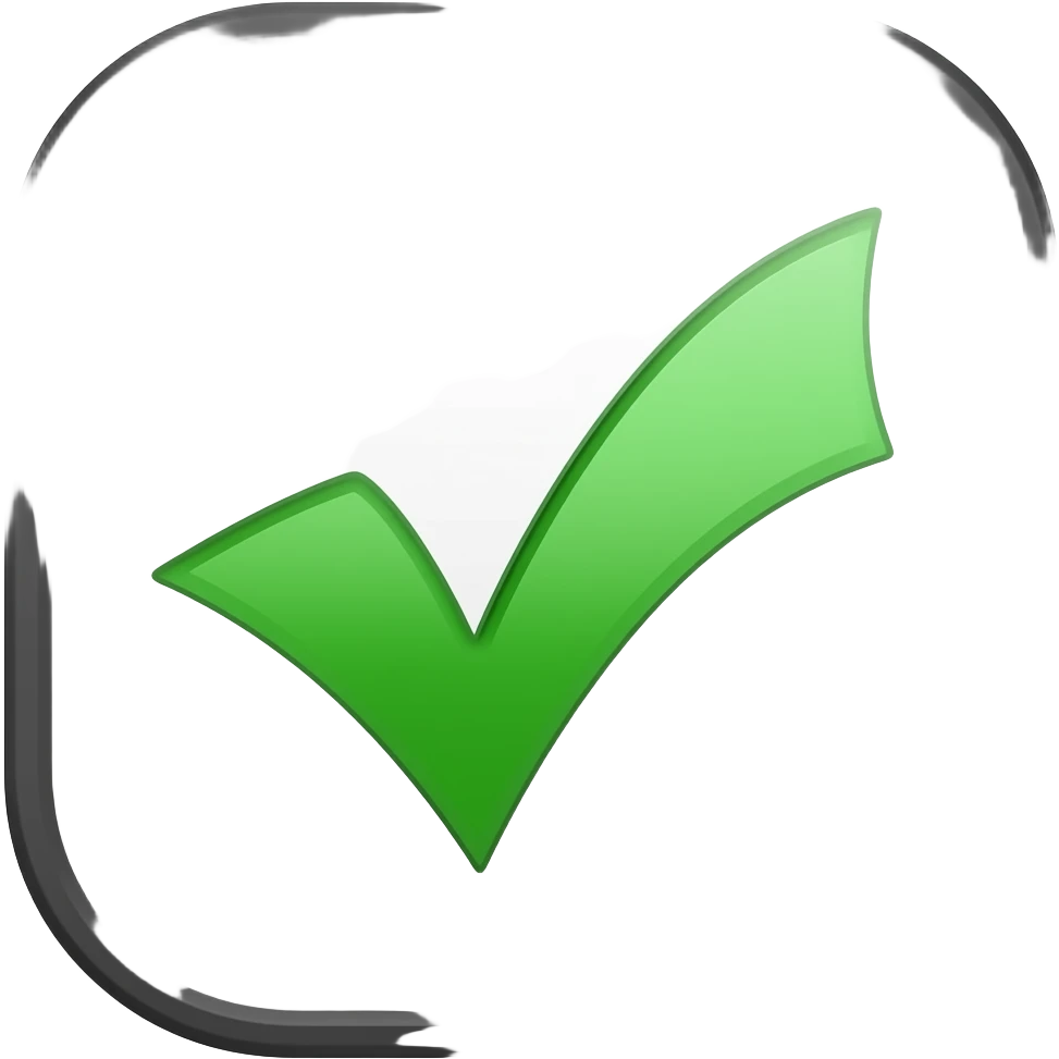 Green tick black and green inside a box emoji