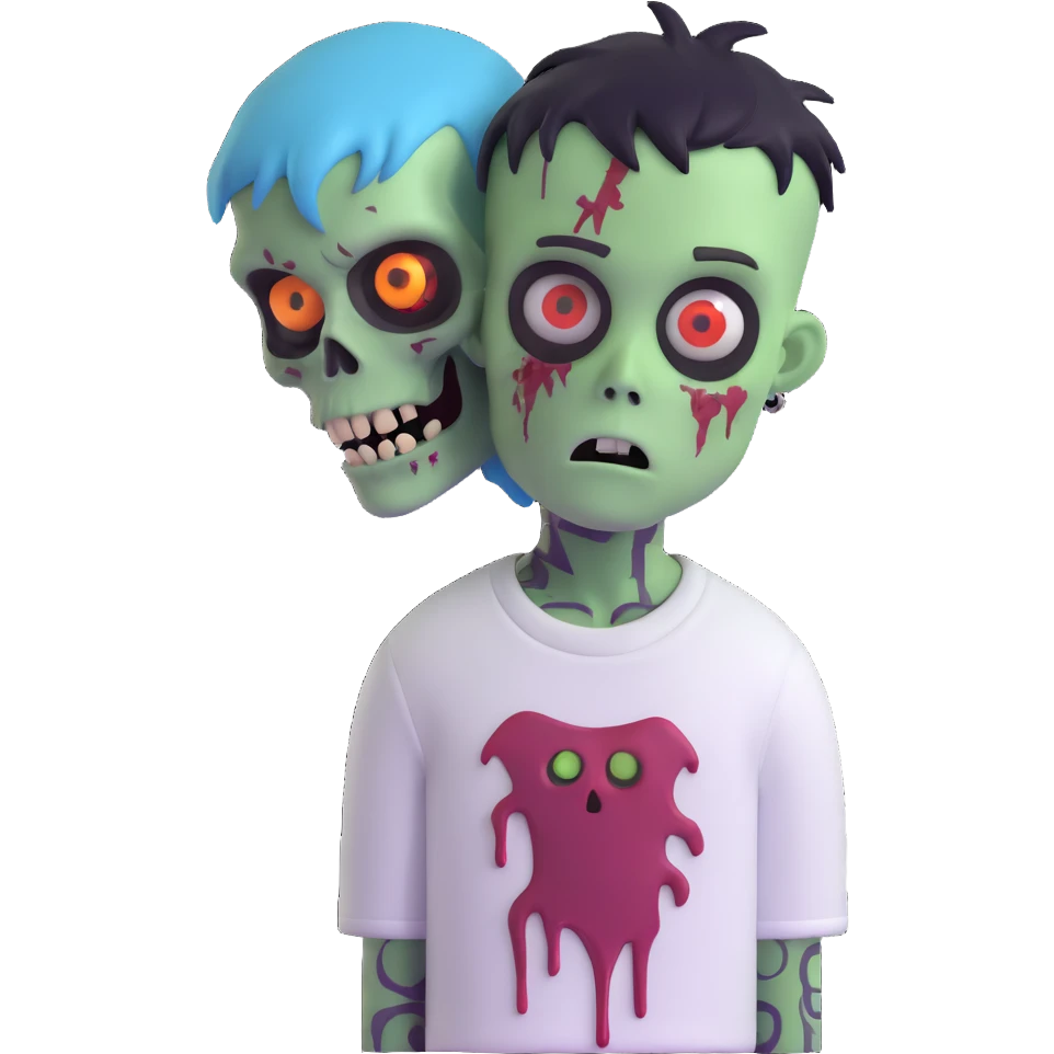 zombie boy with emo hair and white shirt emoji