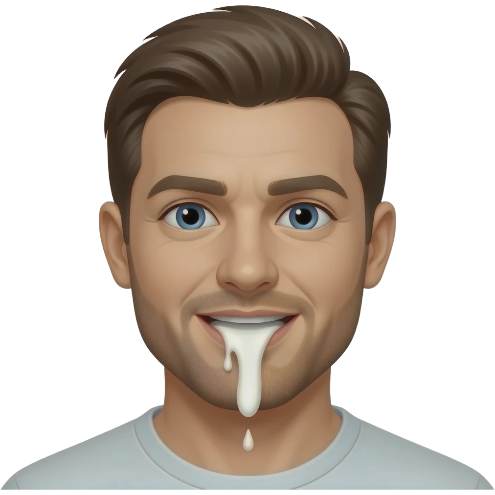 A man with milk coming out his mouth emoji