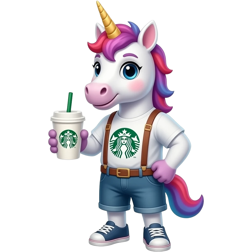 Unicorn with Starbucks emoji
