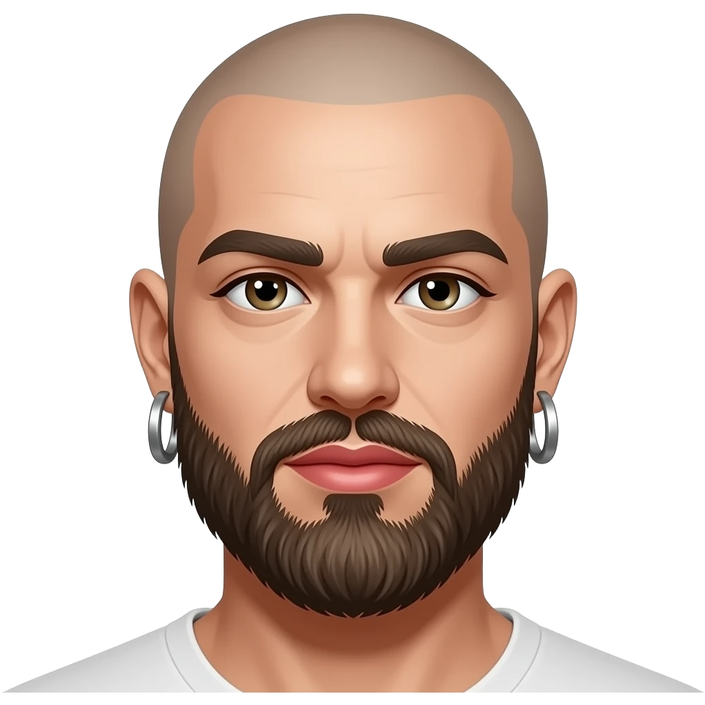 Bald Man with beard with red lipstick And big earrings emoji