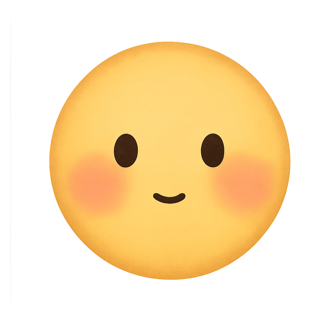 cute emoji, blushing cheeks, tiny mouth, soft expression, no background emoji