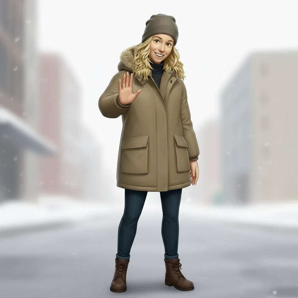 нарисуй точно такую же девушку, в полный рост и пусть одну руку она держит перед собой emoji