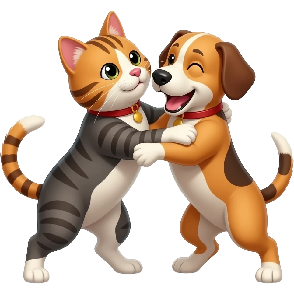 cat and dog wrestling in stage emoji