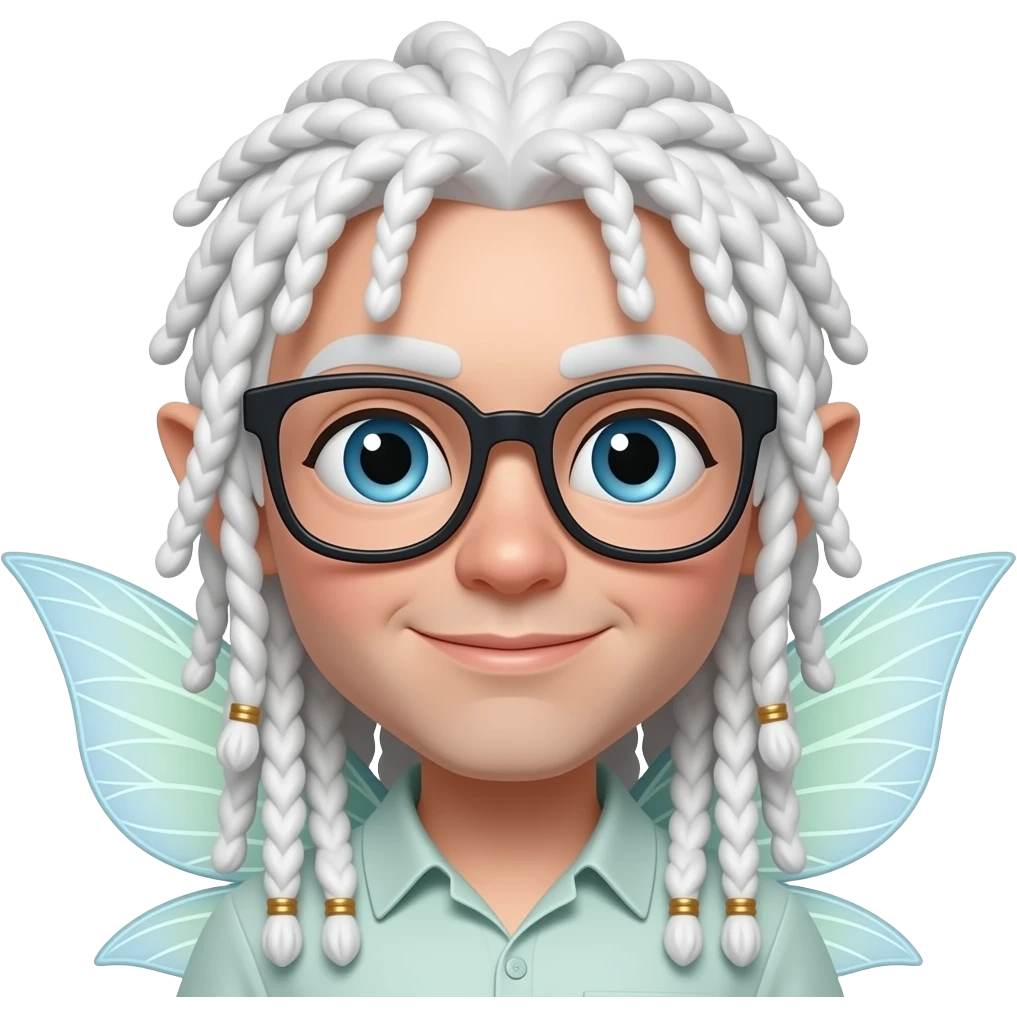fairy with white dreadlocks and glassess emoji