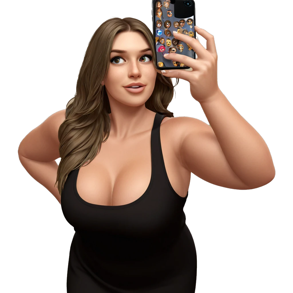 girl taking selfie in dress emoji