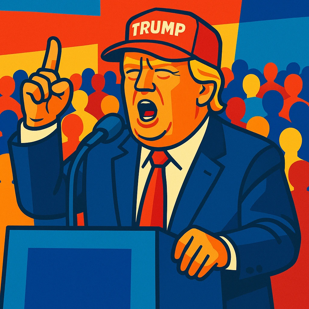 Donald Trump speaking at a rally emoji