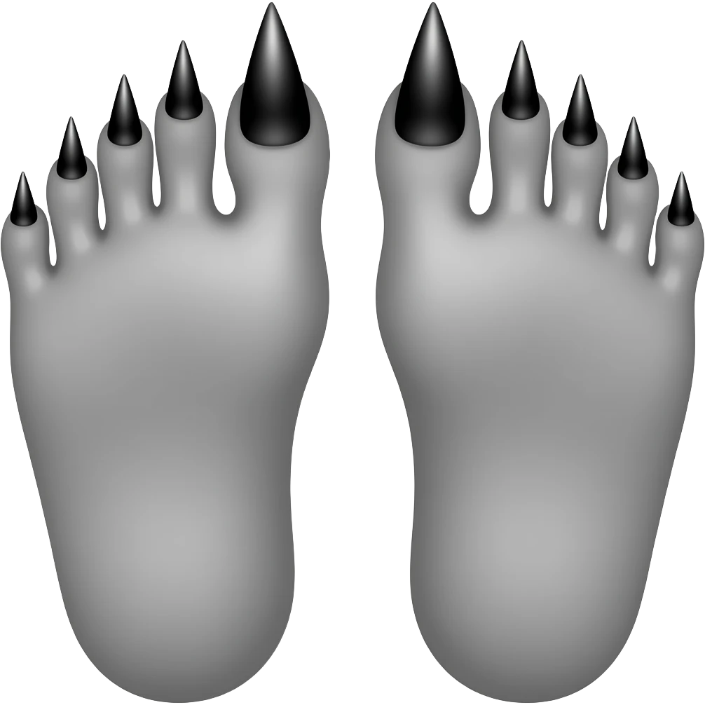 Gray feet with long black toenails emoji