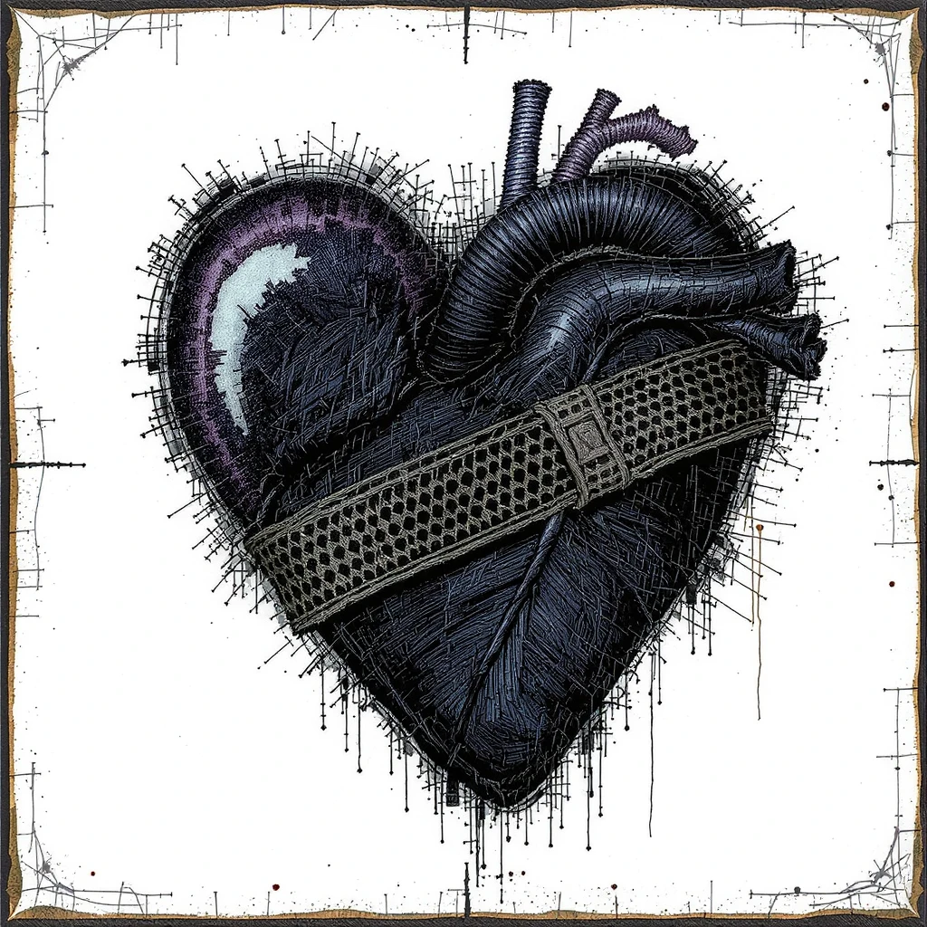 emo heart with a bandage emoji