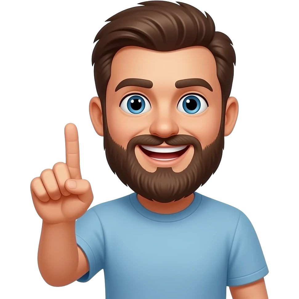 смеющийся бородатый и показывает пальцем emoji