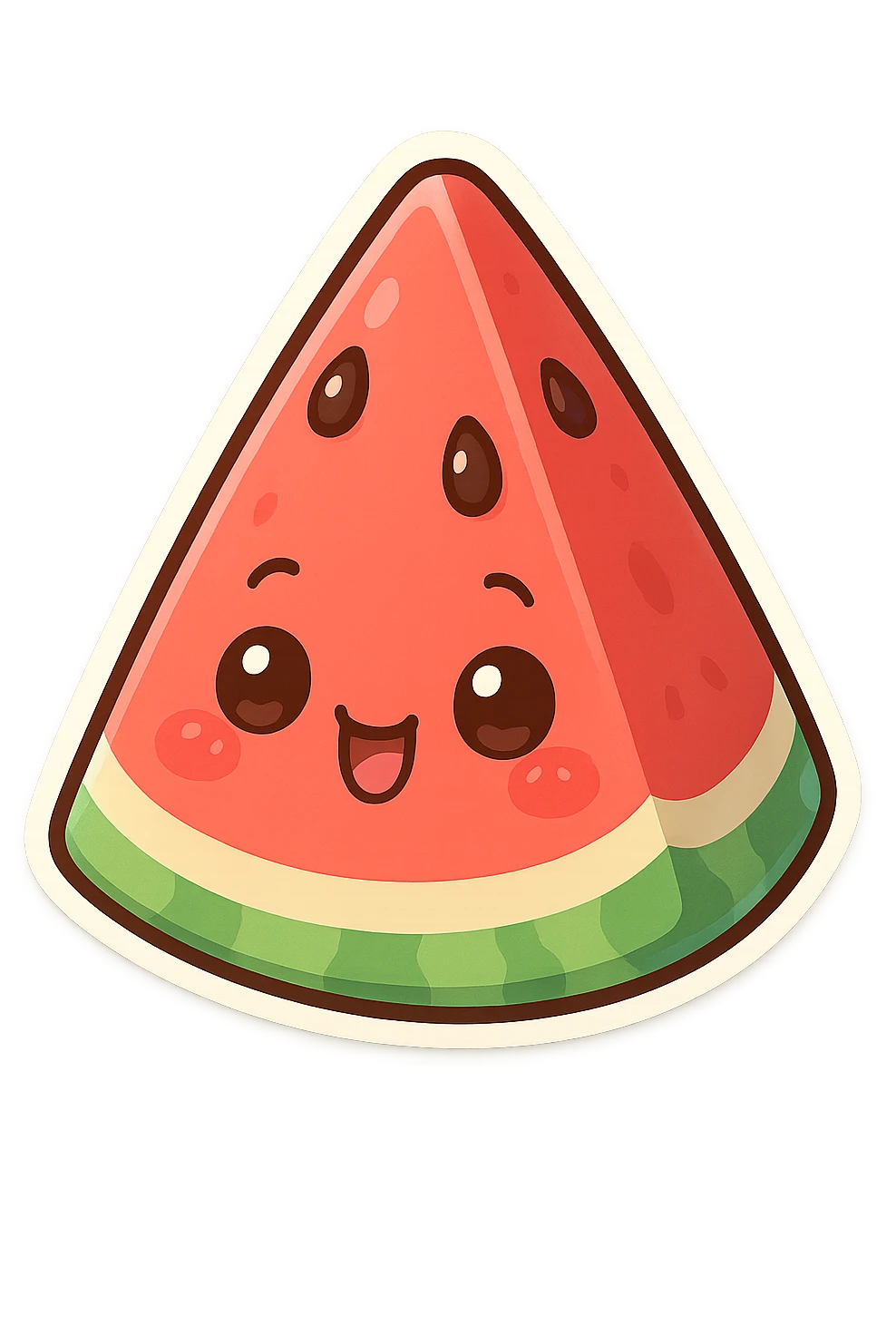 chibi sticker-style watermelon slice, cute and exaggerated emoji