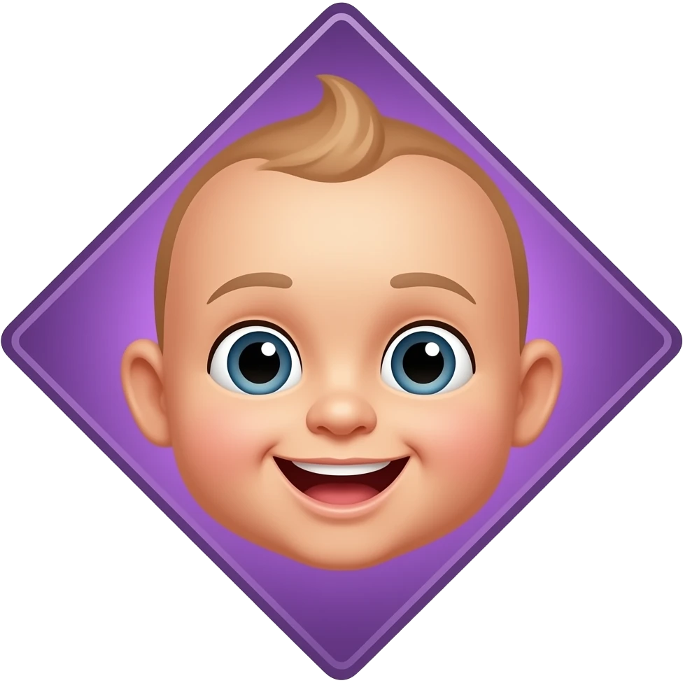 A baby smile only inside the violet diamant emoji