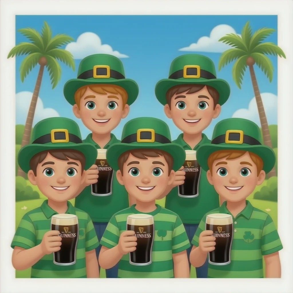 Pints of Guinness and 5 irish boys st Patrick's day in florida emoji