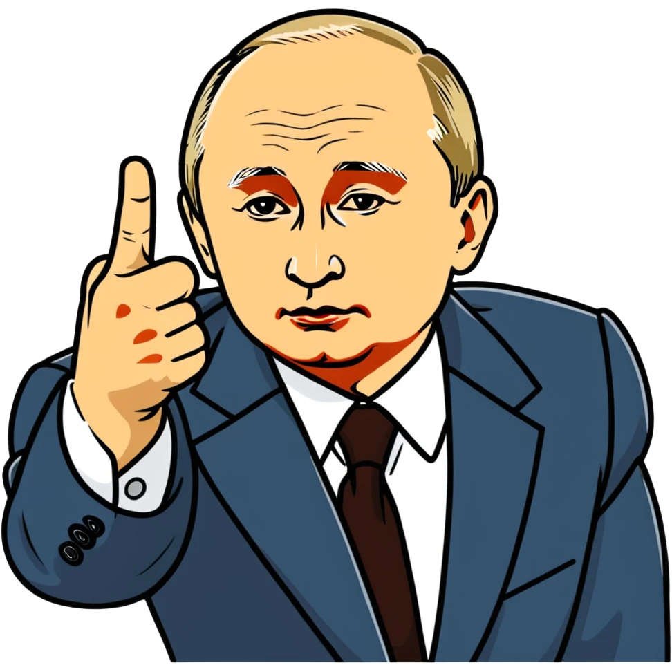 Putin giving the middle finger emoji
