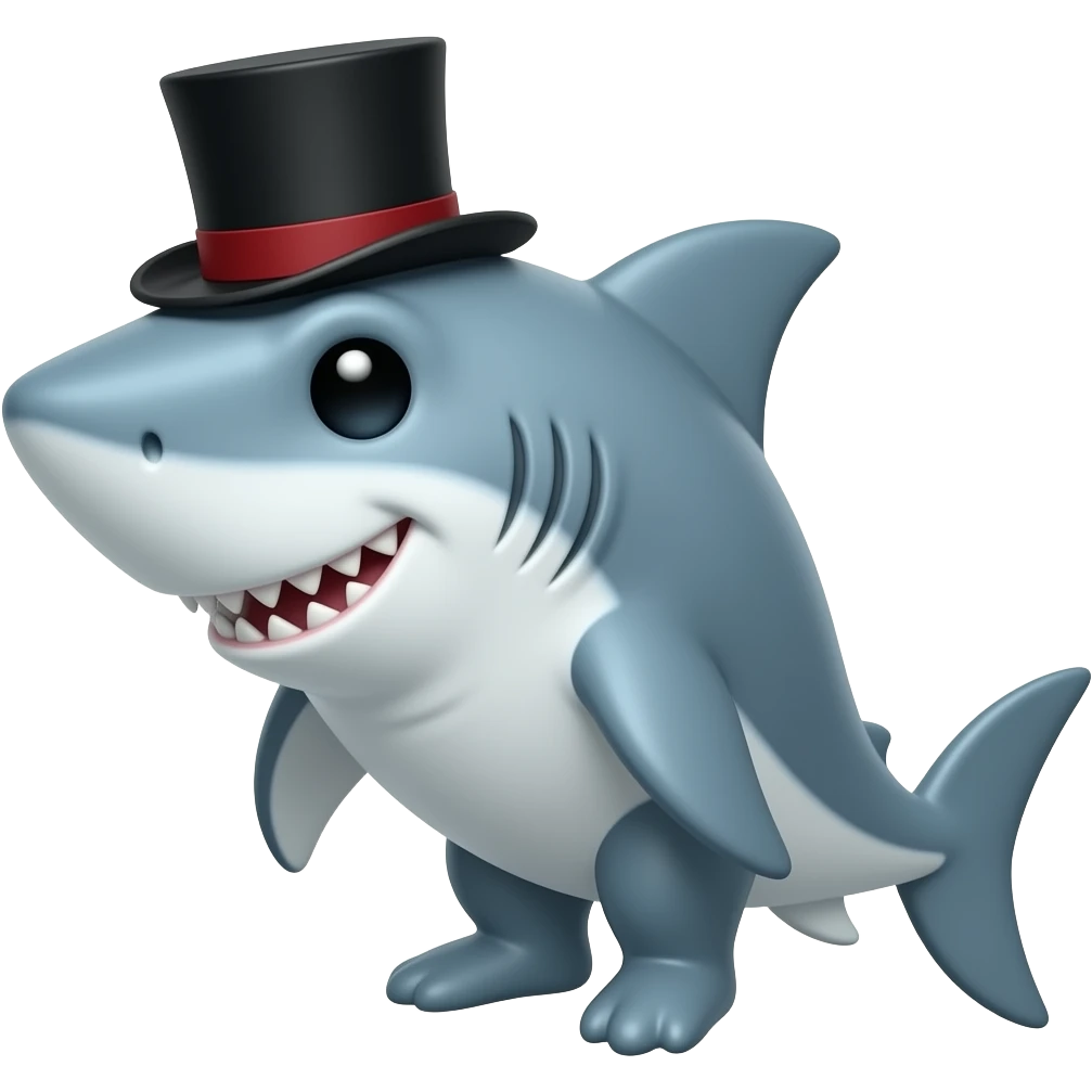 Shark with a top hat emoji