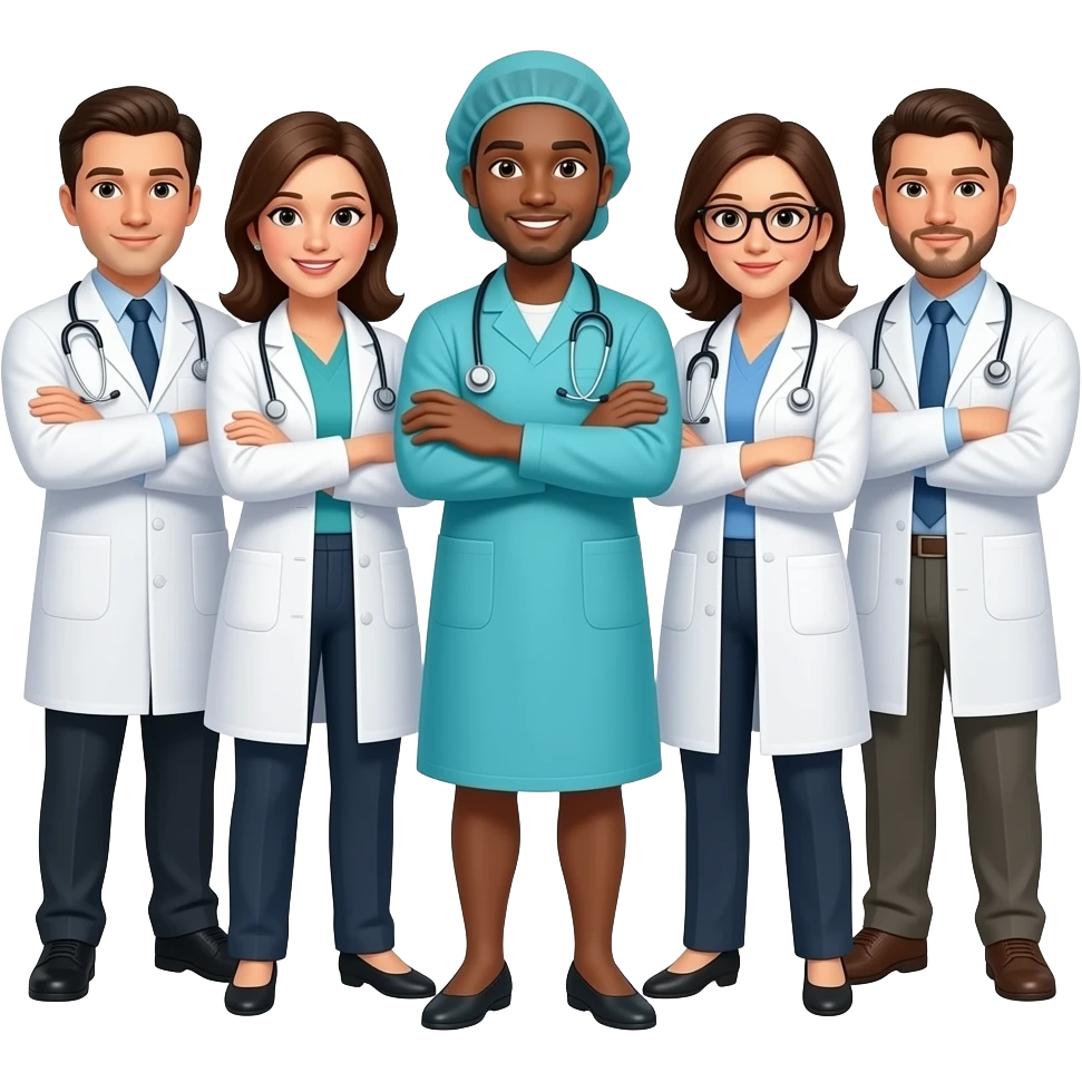 GRUPO DE MEDICOS CON LOS BRAZOS CRUZADOS emoji