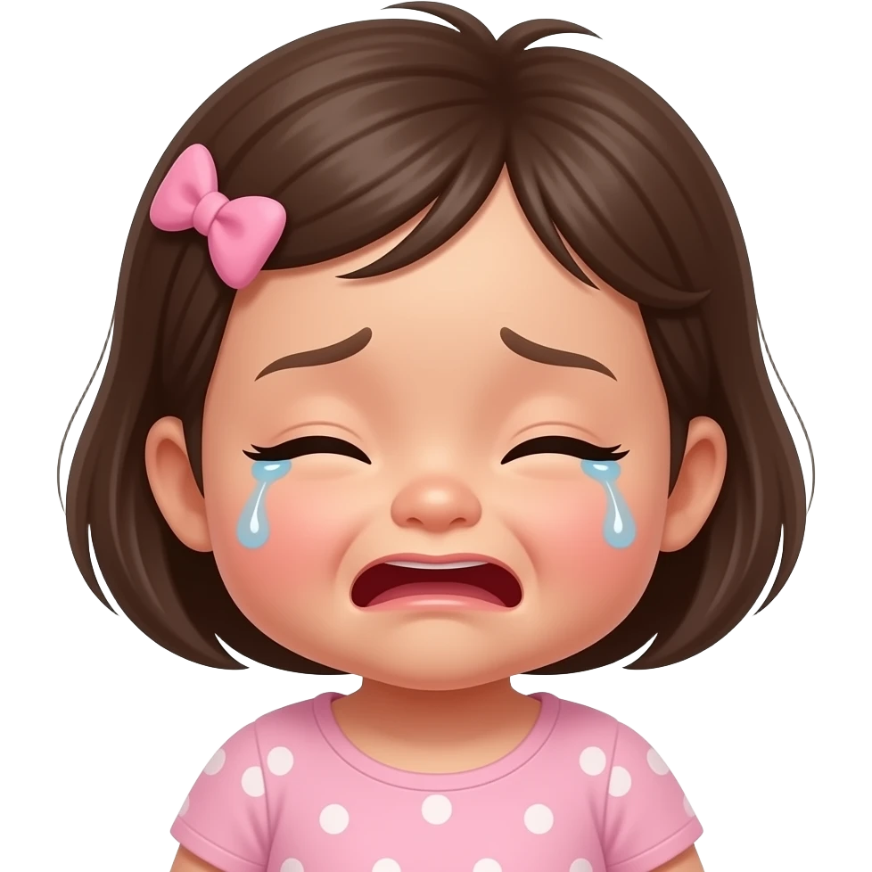 baby girl is crying, view angle 3/4 emoji