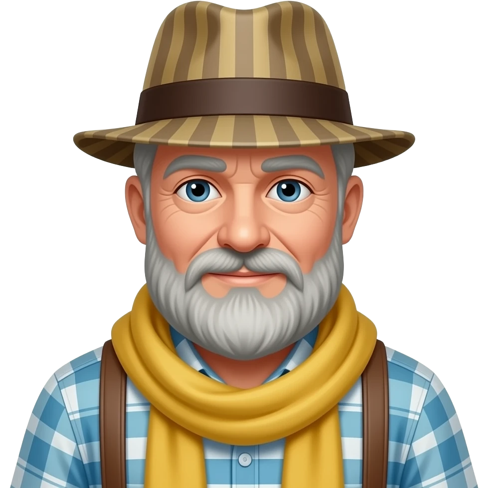 old man with Striped Hat and yellow Scarf emoji