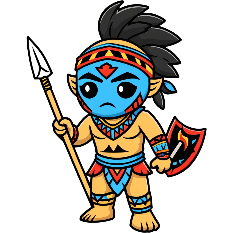 fantasy tribal warrior with spear and face paint emoji