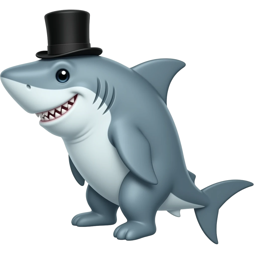 Shark with a top hat emoji