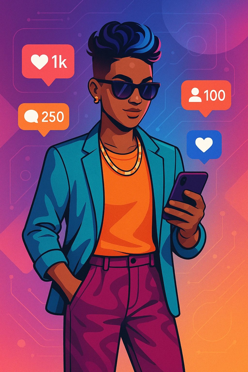 influencer, modern, confident, social media vibe emoji