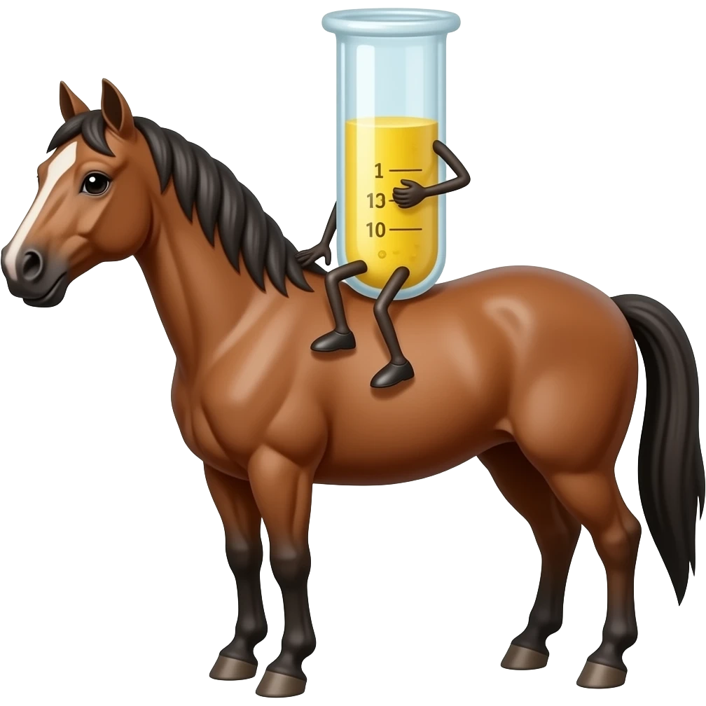 Test tube with legs on a horse emoji