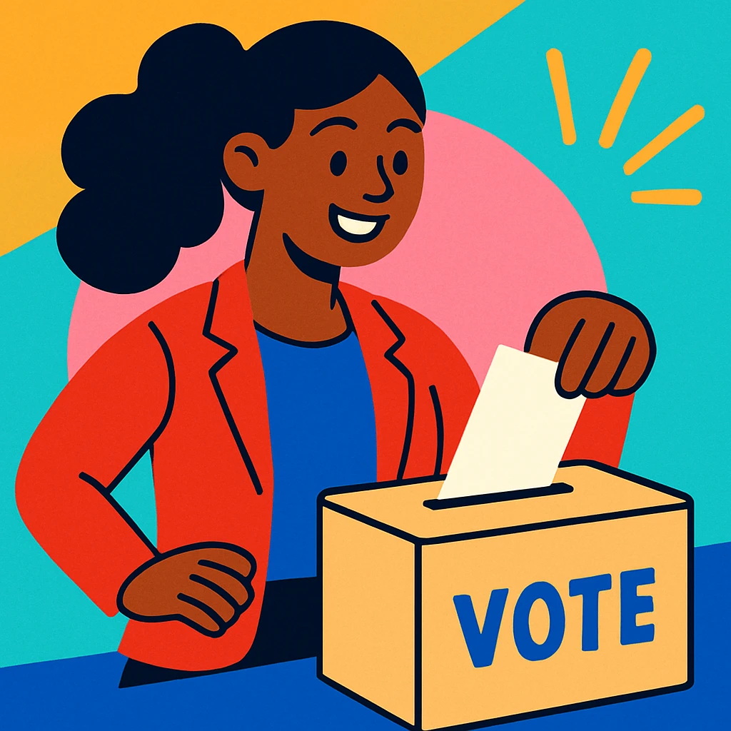 woman voting, vibrant and positive illustration emoji