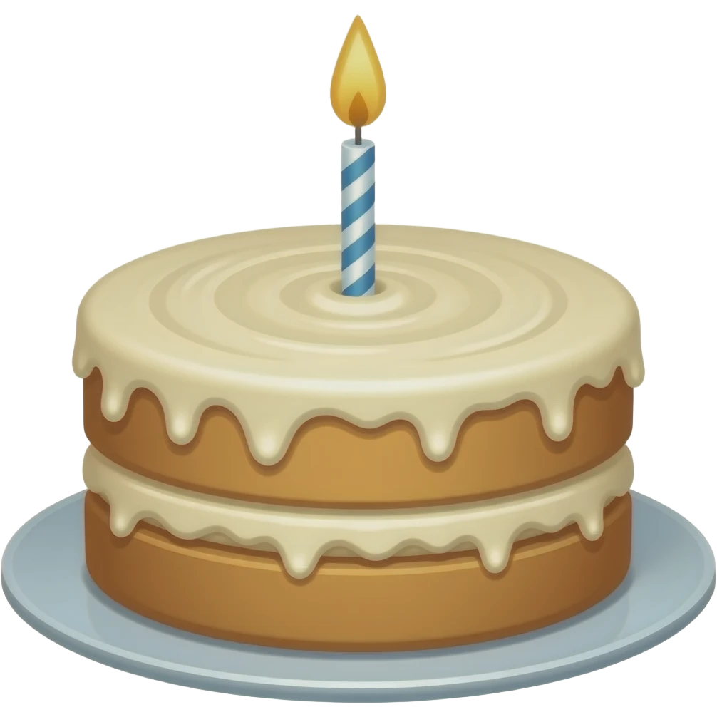 pathetic looking birthday cake with one melting candle emoji