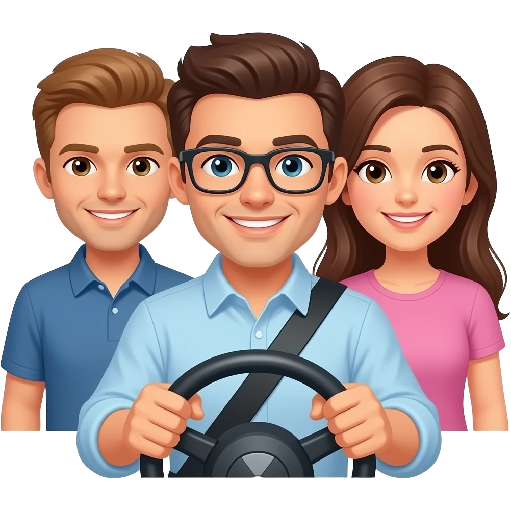 Buen conductor de carro con compañeros emoji