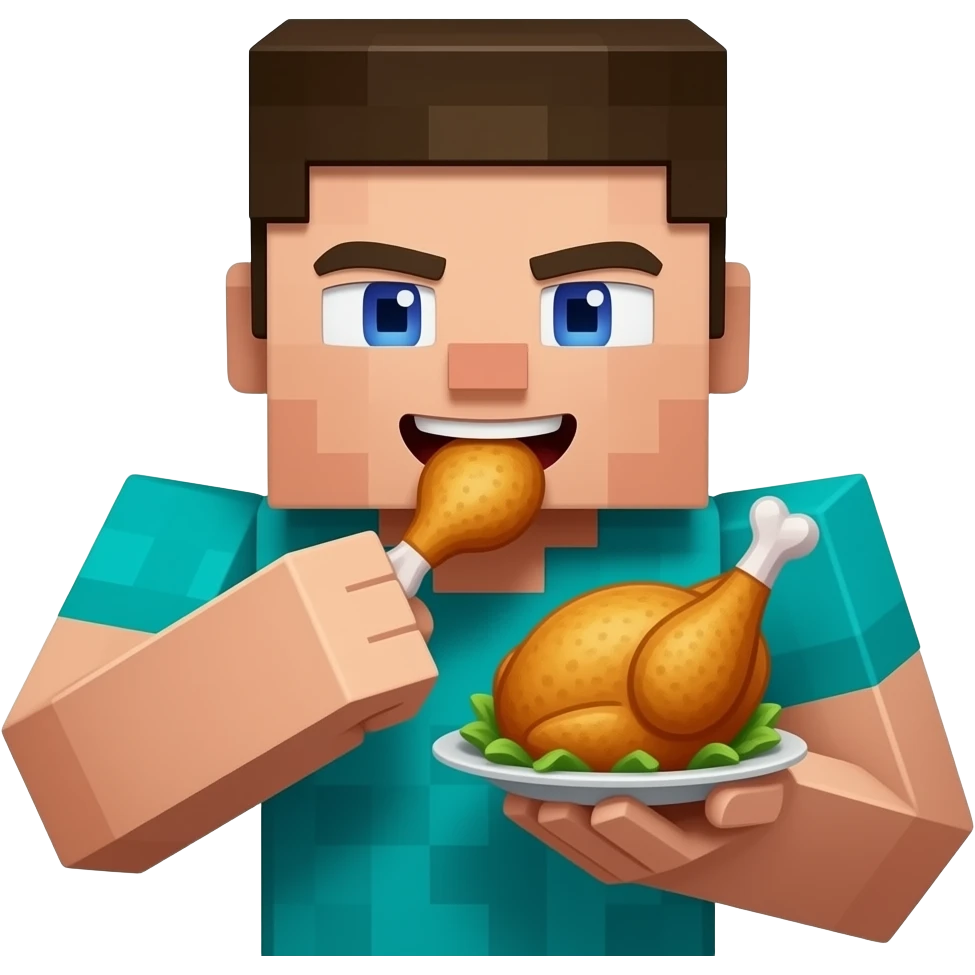 Les personnes mincraft du célèbre Youtubeur français azpaz tv qui mange du poulet emoji
