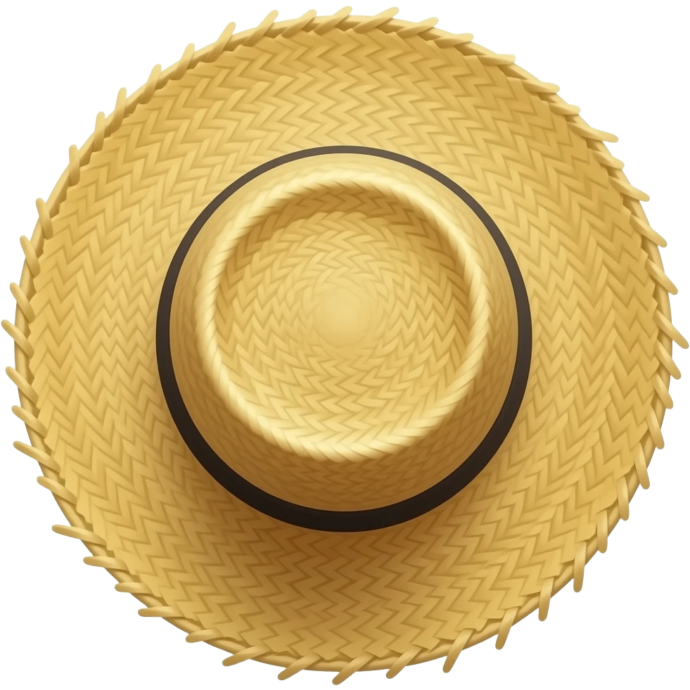 Straw hat hanging with a pole emoji