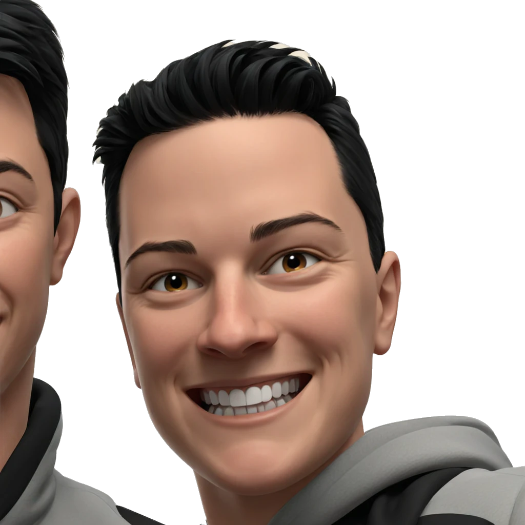 grinning boys in black hair emoji