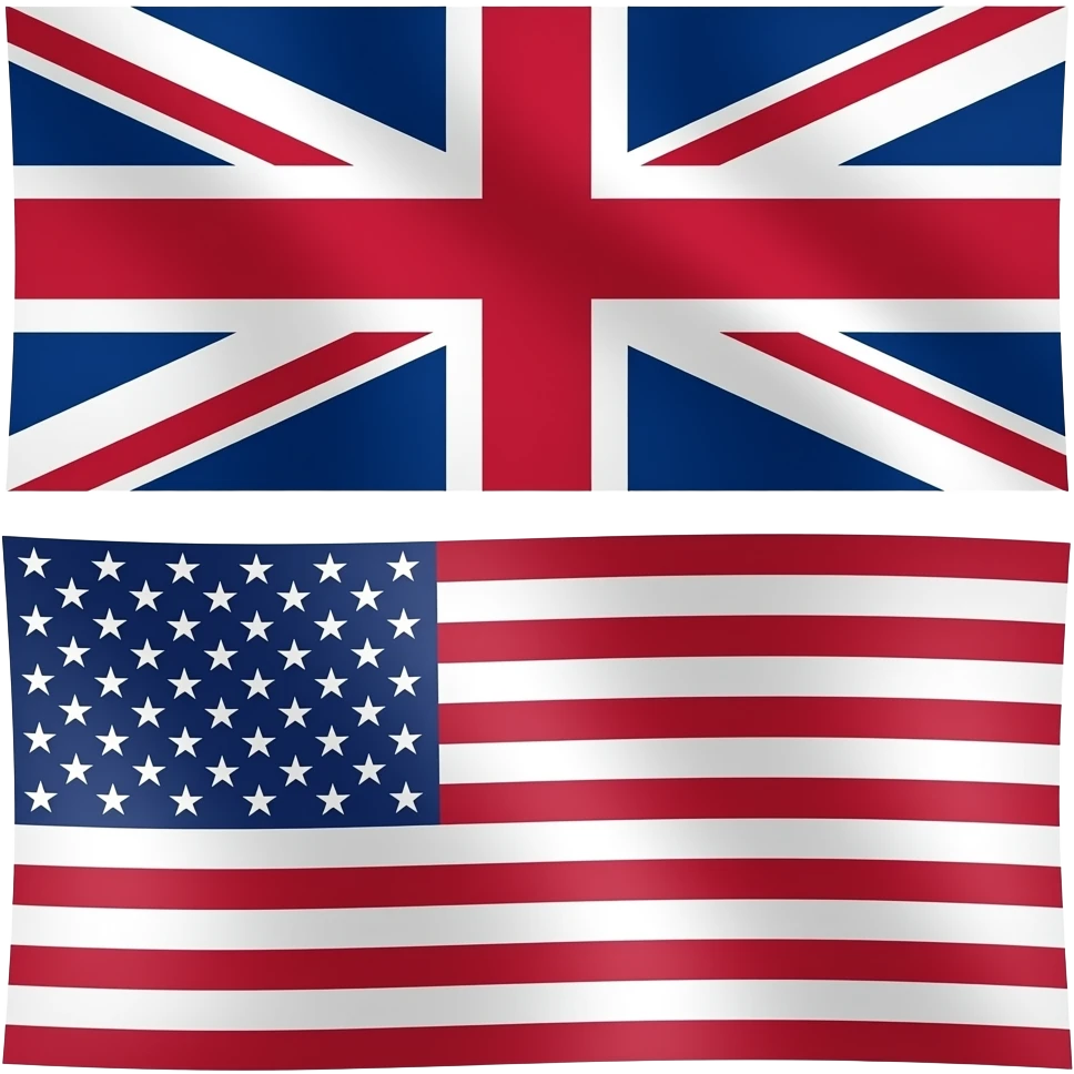 drapeau anglais et drapeau américain emoji