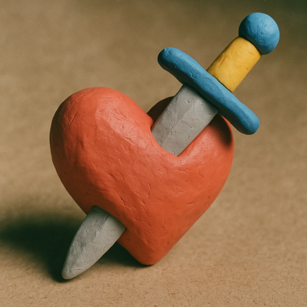 heart with sword, claymation style emoji
