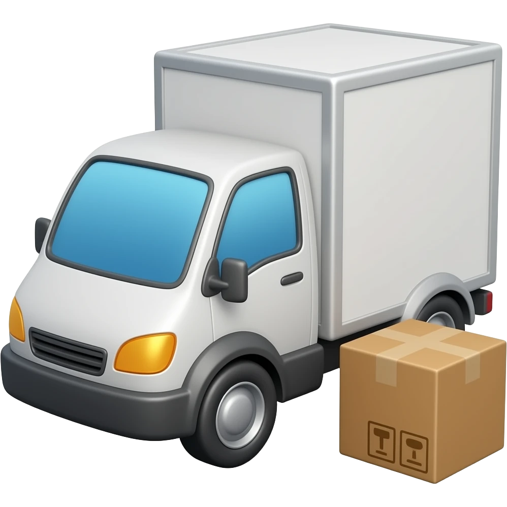 Delivery Cargo car with a box beside it. no name on the cargo emoji