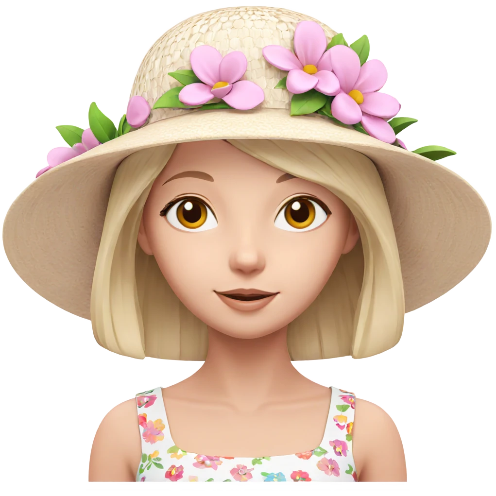 smiling girl with flower hat emoji