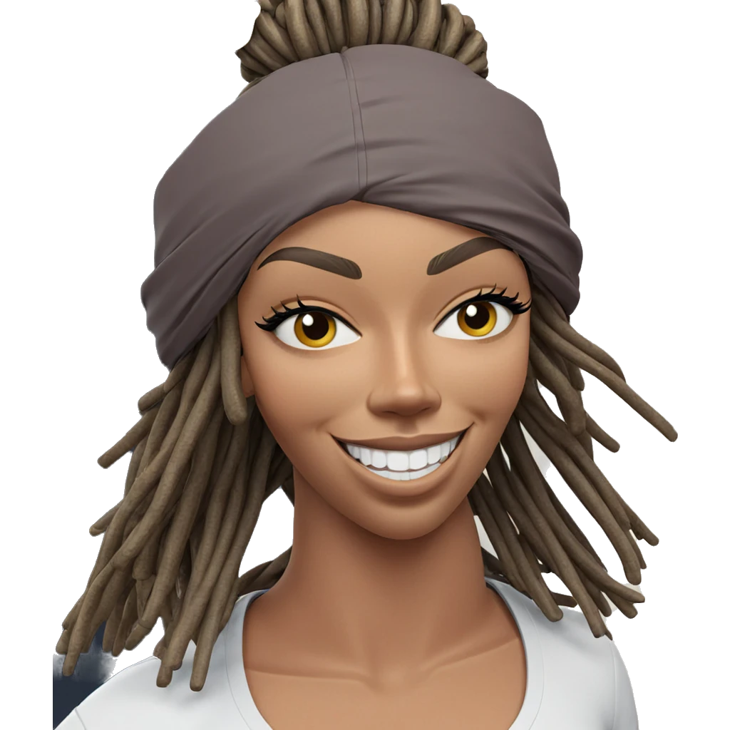 smiling girl with dreadlocks emoji