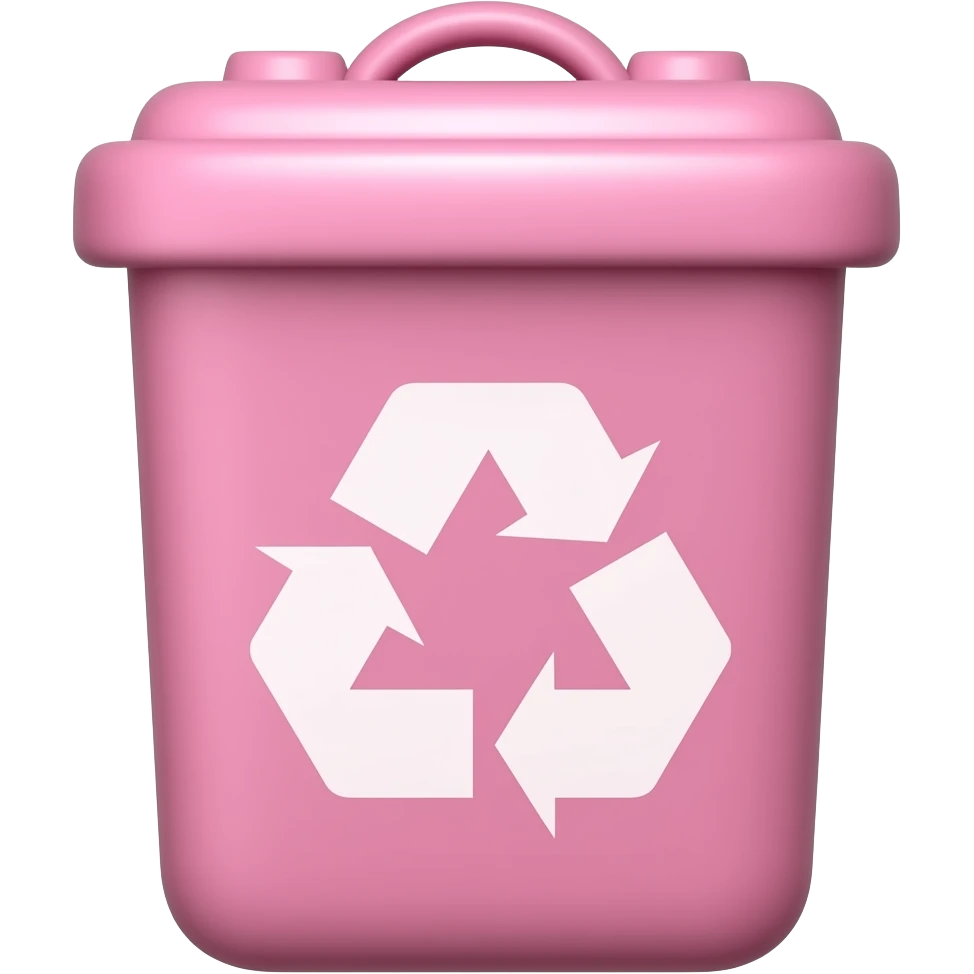 Bote rosado de reciclaje emoji