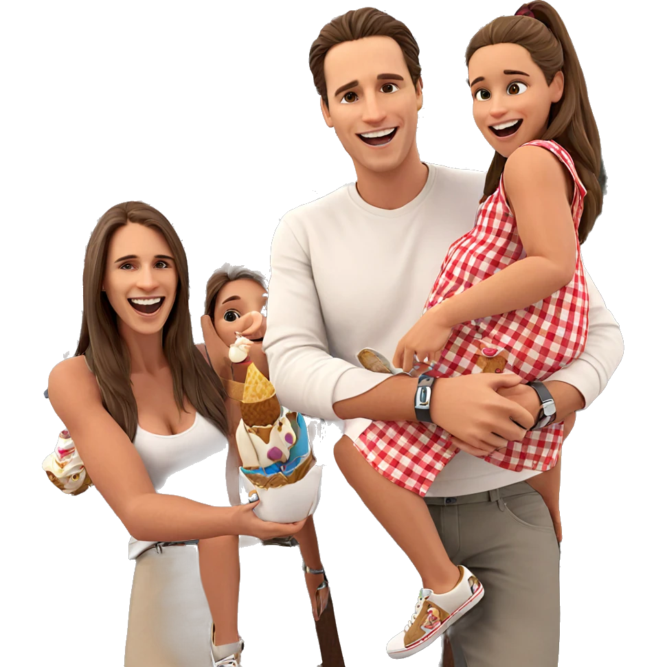 happy group enjoying ice cream emoji