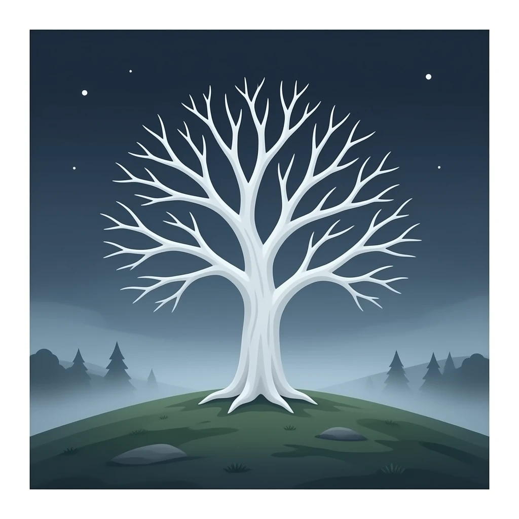 cinematic - white bare haunted tree on hill emoji