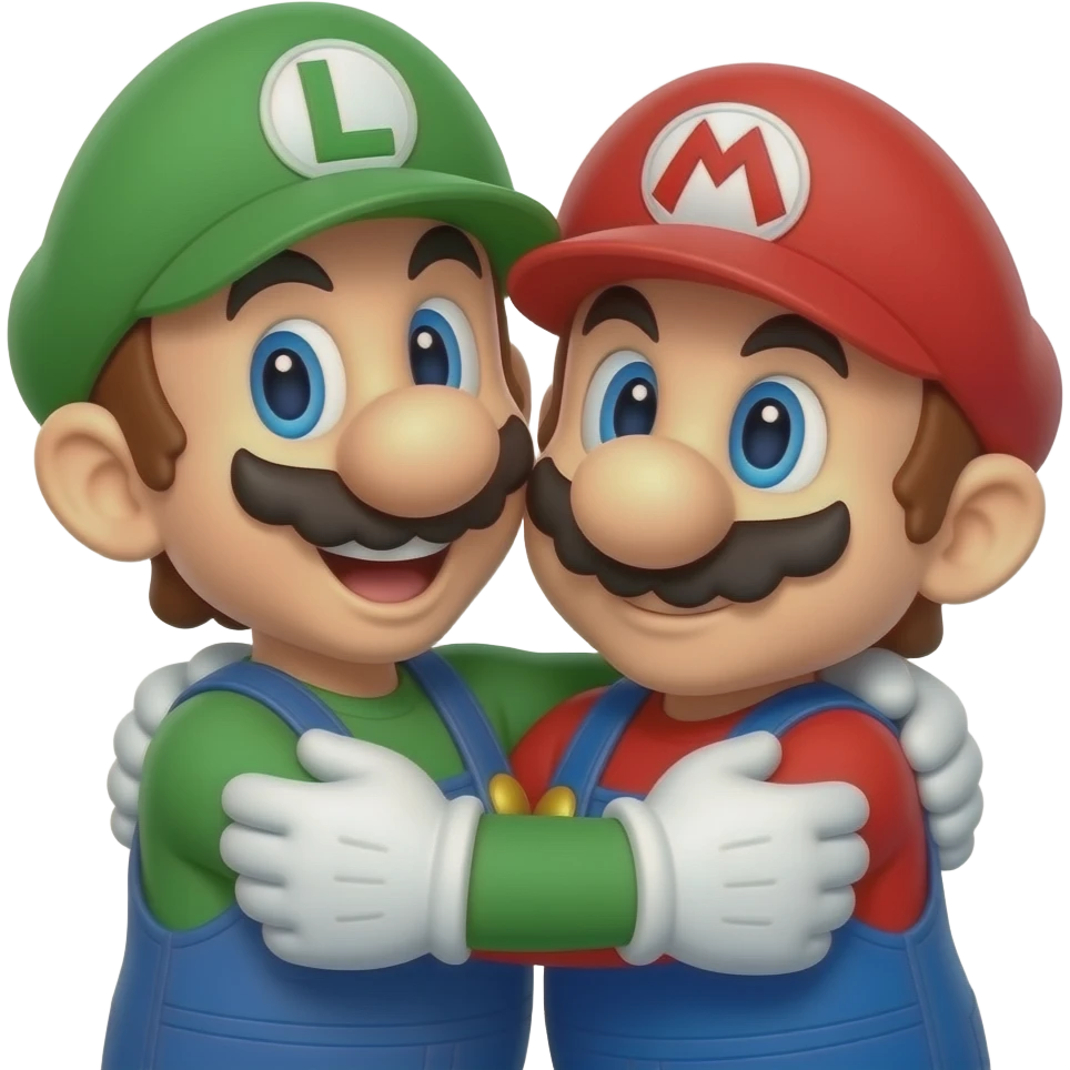 luigi  and mario hugging super mario bros emoji