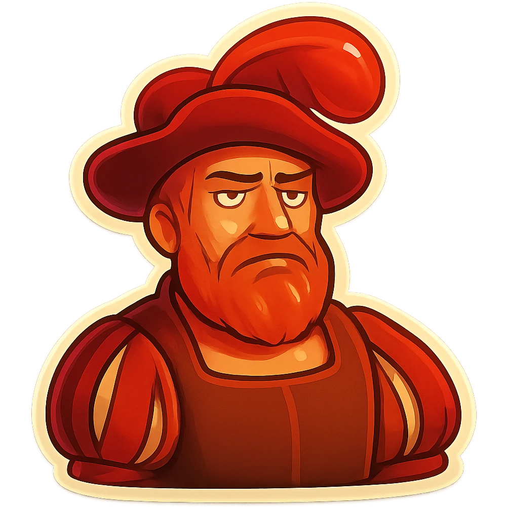 Red-bearded Landsknecht bust showing indifference emoji