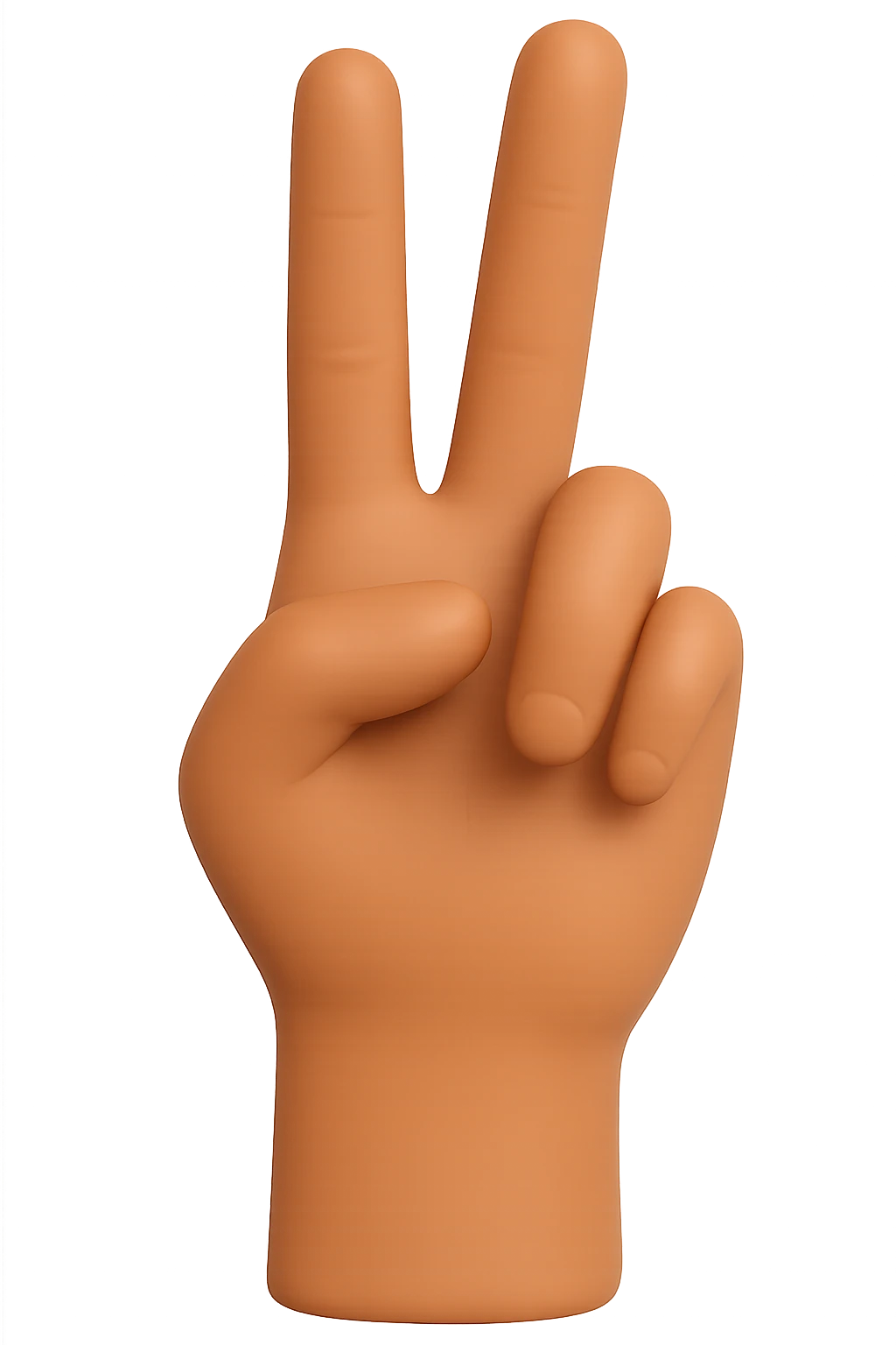 Change the hand color to a medium tan skin tone, keep the back of the hand visible, only ring and index fingers raised, middle finger bent, no background, style consistent with the original image. emoji