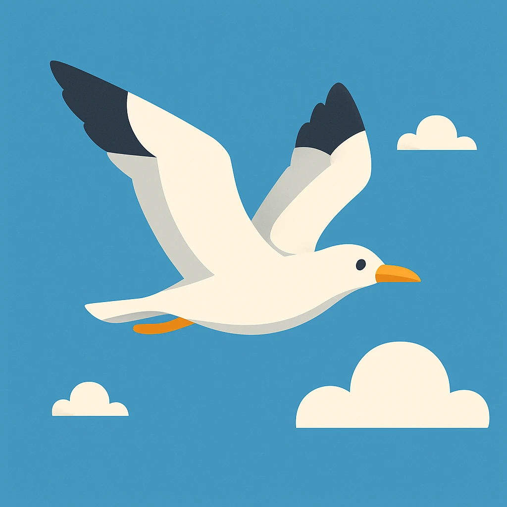 Flat design style seagull in the sky emoji