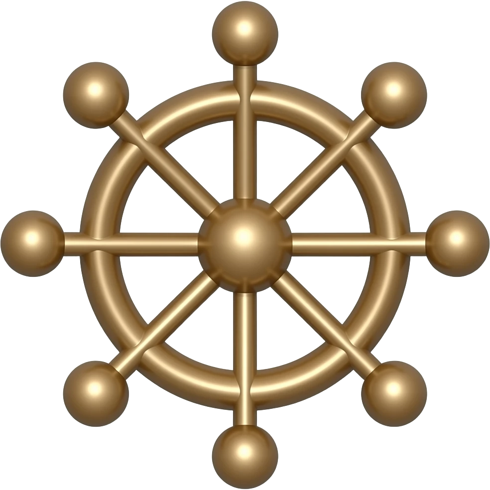 Mahoraga wheel with 6 balls at the tips with one single colour emoji