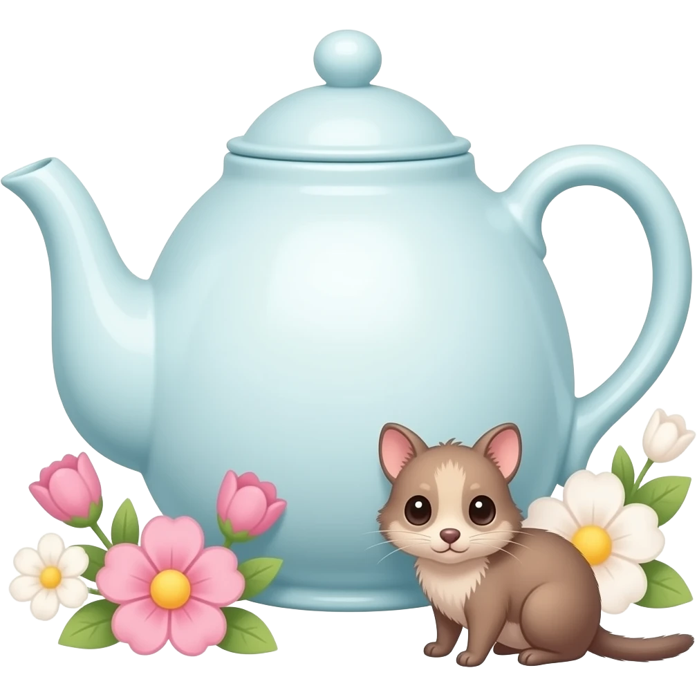 Pastel tea pot flowers animal emoji