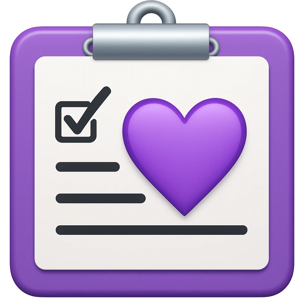 checklist purple heart emoji  emoji